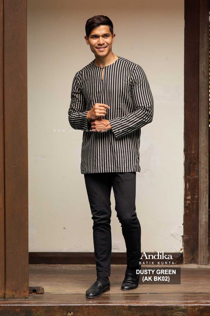 ANDIKA BATIK KURTA DUSTY GREEN (AK BK02)