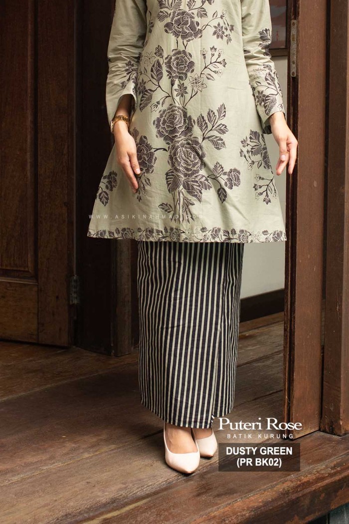 PUTERI KURUNG ROSE (PR BK02) DUSTY GREEN