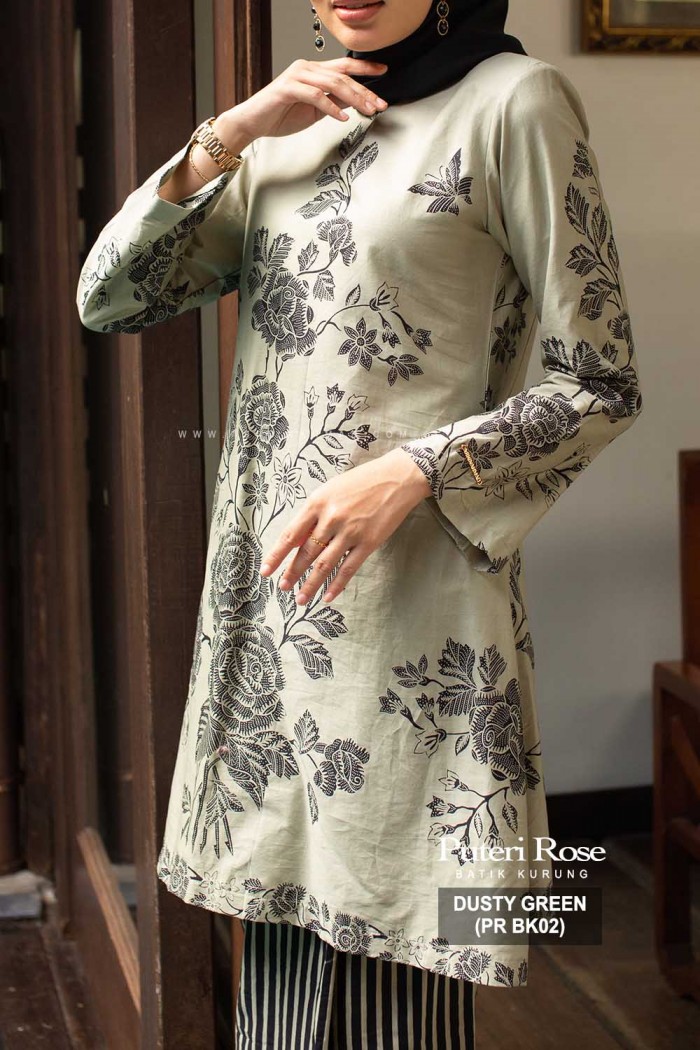 PUTERI KURUNG ROSE (PR BK02) DUSTY GREEN
