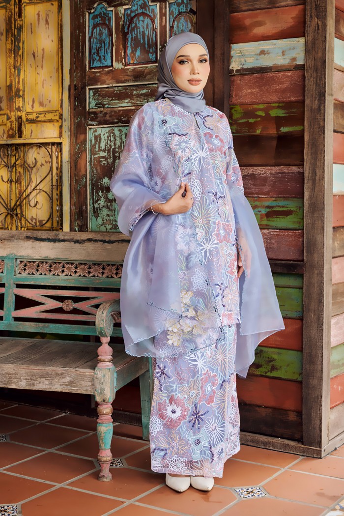 BUNGA SERUNI KURUNG IN ASH BLUE