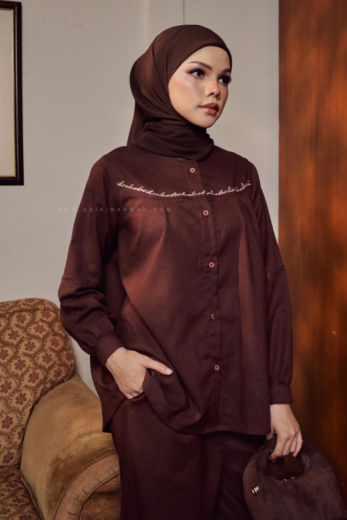 LUNARA BLOUSE IN MAHOGANY BURGUNDY