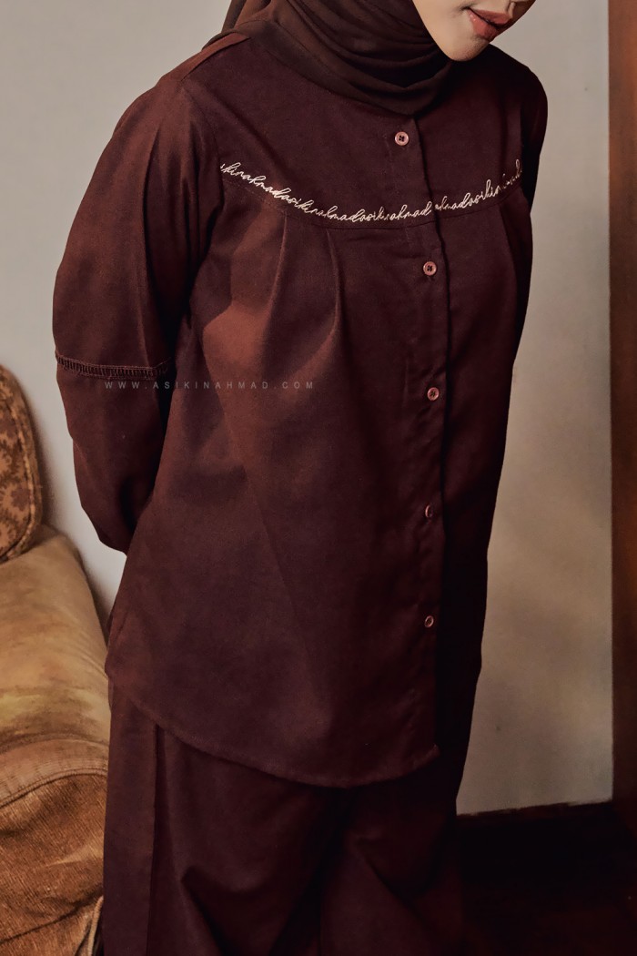LUNARA BLOUSE IN MAHOGANY BURGUNDY