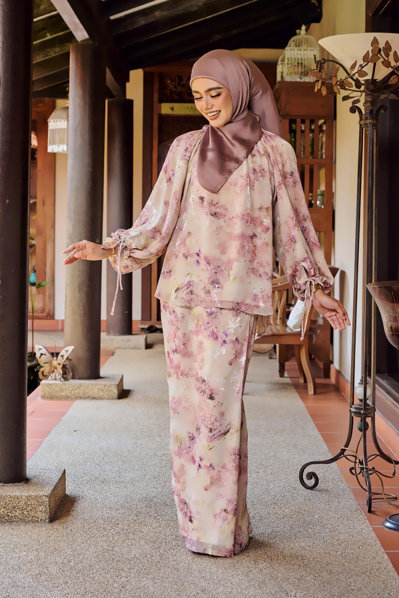 ORKID PRINTED KURUNG IN PINK CREAM (BATCH 2)