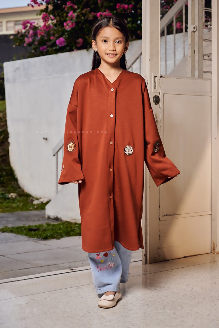 RONA DRESS KIDS IN BRICK ORANGE
