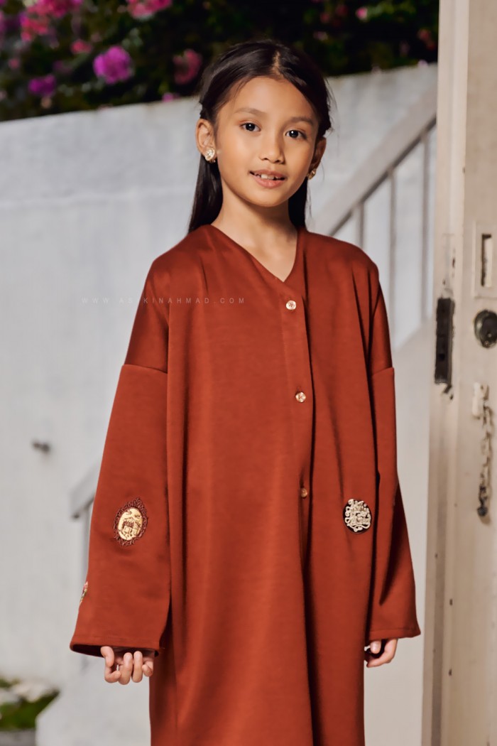 RONA DRESS KIDS IN BRICK ORANGE