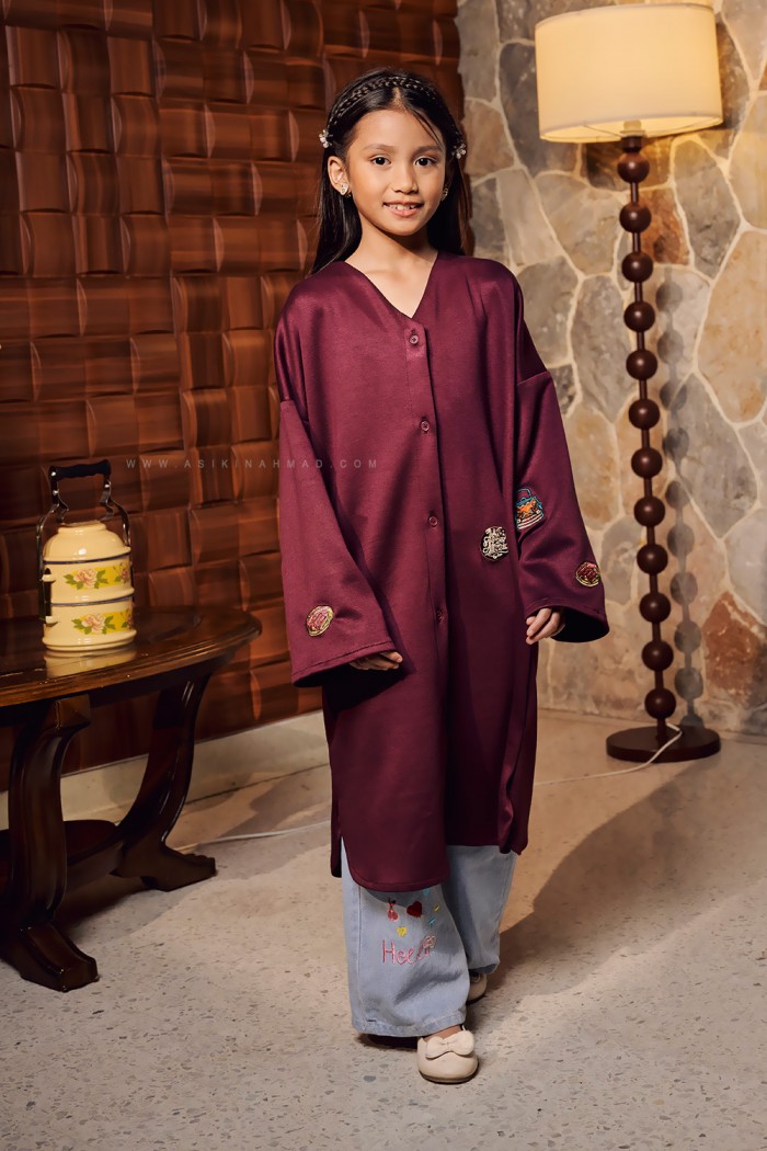 RONA DRESS KIDS IN BURGUNDY