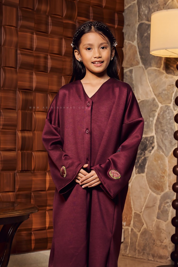 RONA DRESS KIDS IN BURGUNDY