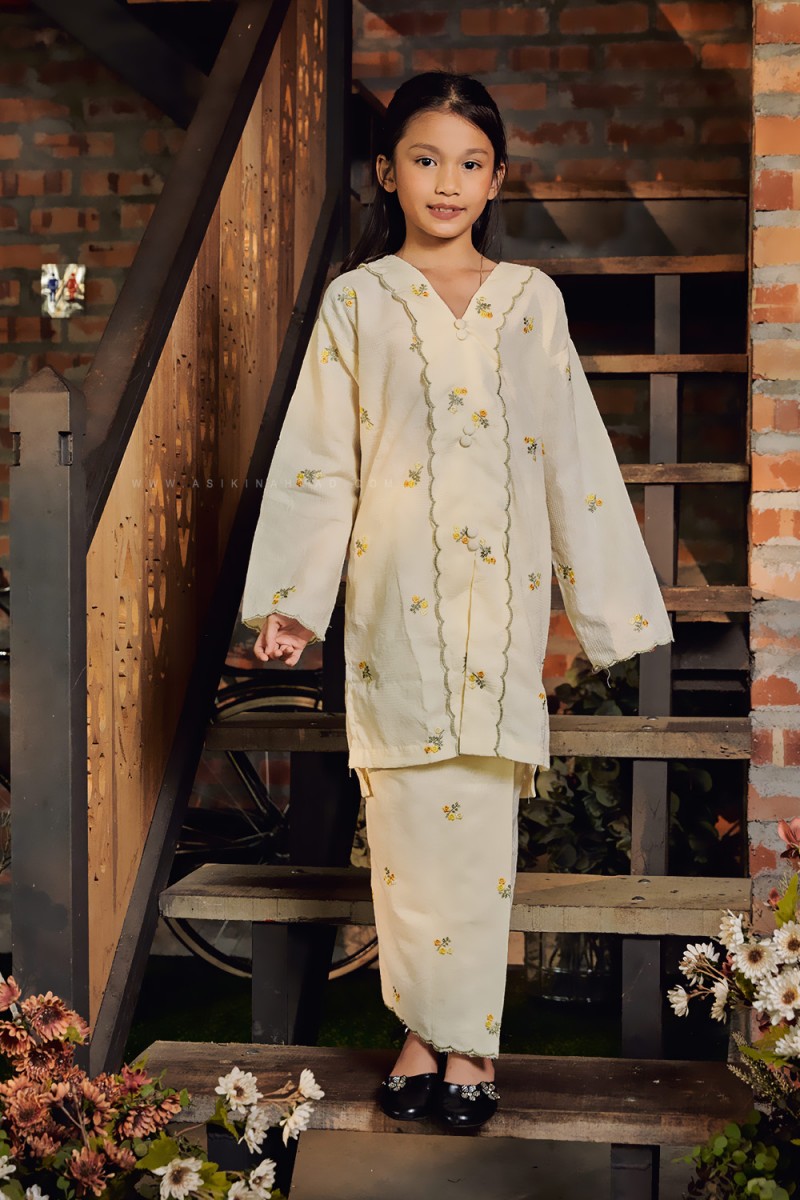 SARIMAH SULAM KURUNG KIDS in WHITE OLIVE