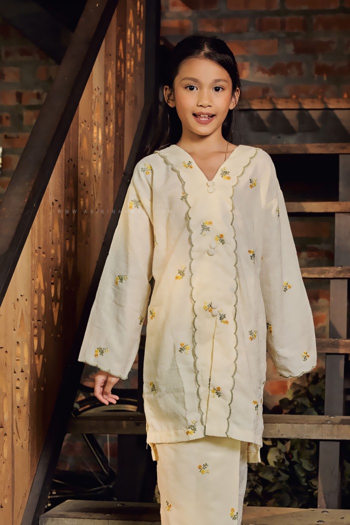 SARIMAH SULAM KURUNG KIDS in WHITE OLIVE