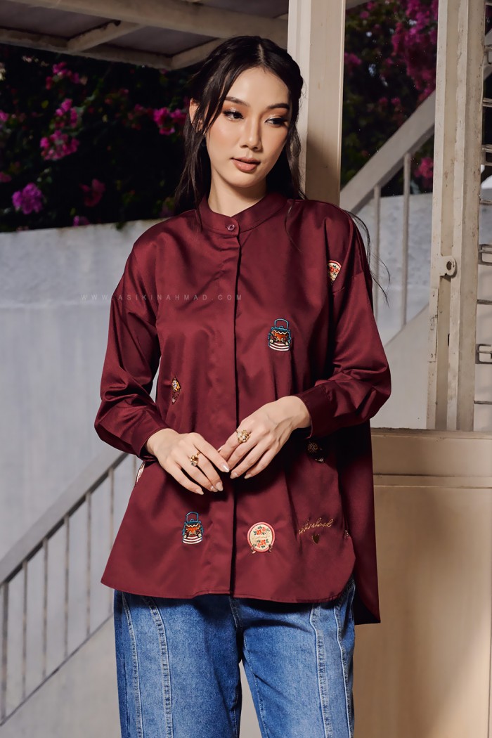 TIARA BLOUSE IN MAROON